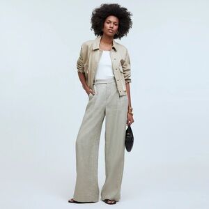 Madewell - The Harlow Wide-Leg Pant in 100% Linen - Pumice